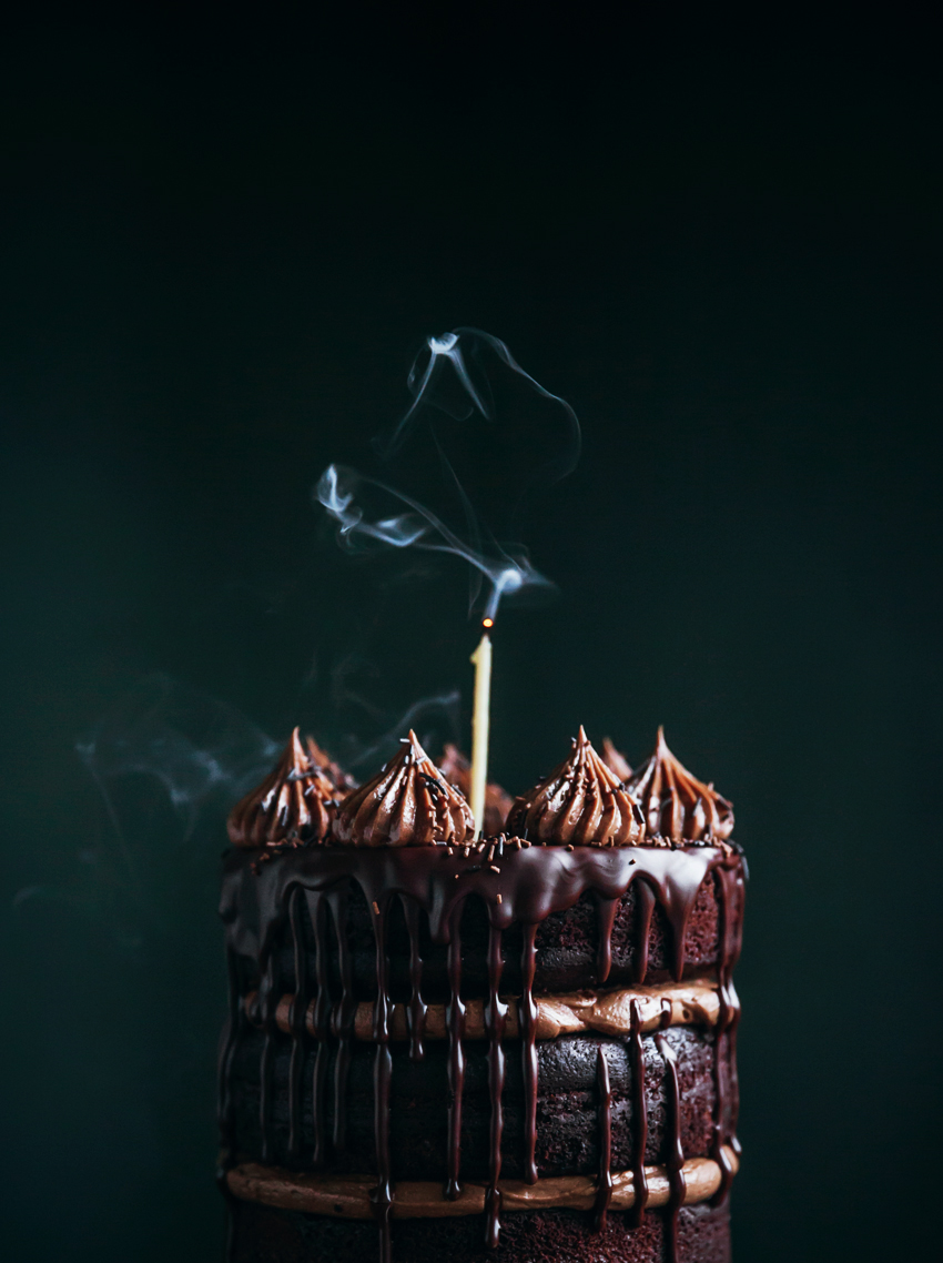 Chocolate cake with chocolate hazelnut frosting 