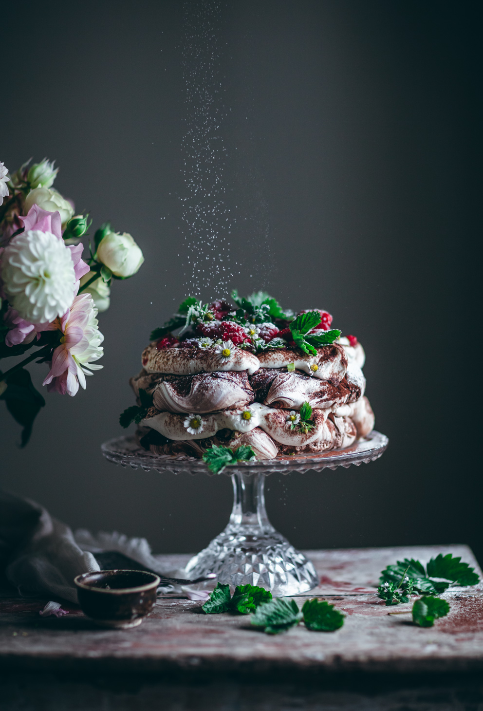 Chocolate Swirl Pavlova with Whipped Cream and Raspberries 7