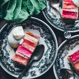 Easy Rhubarb Cake with Almond Paste
