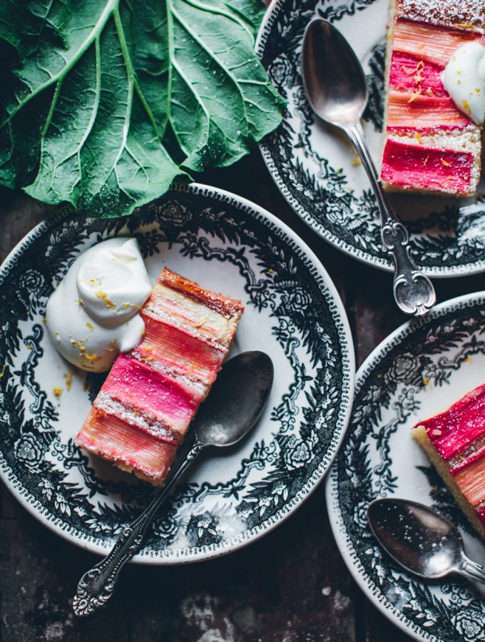 Easy Rhubarb Cake with Almond Paste